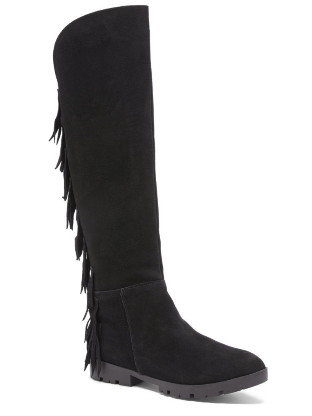 Catherine Malandrino Tavanie Layered Fringe Boots Black US 7